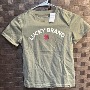 Lucky Brand Kids Olive Green Tee with Pink Accent